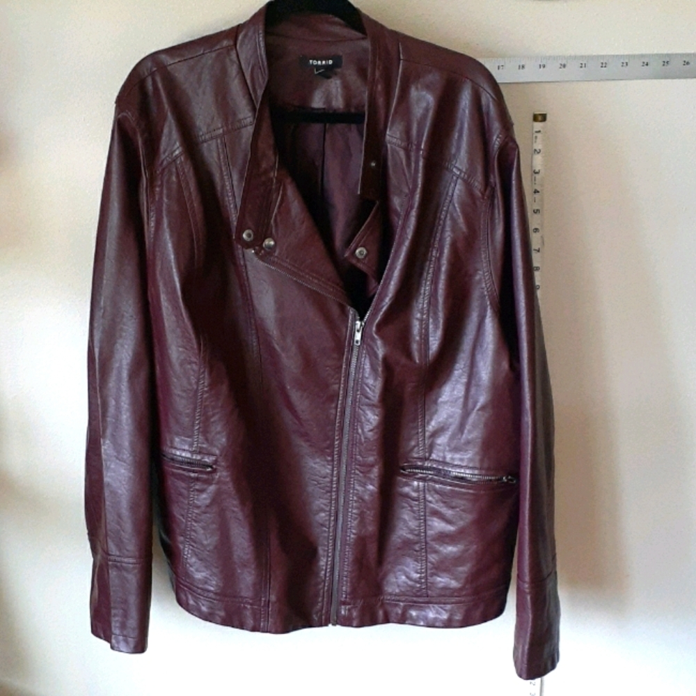Burgundy faux leather jacket
